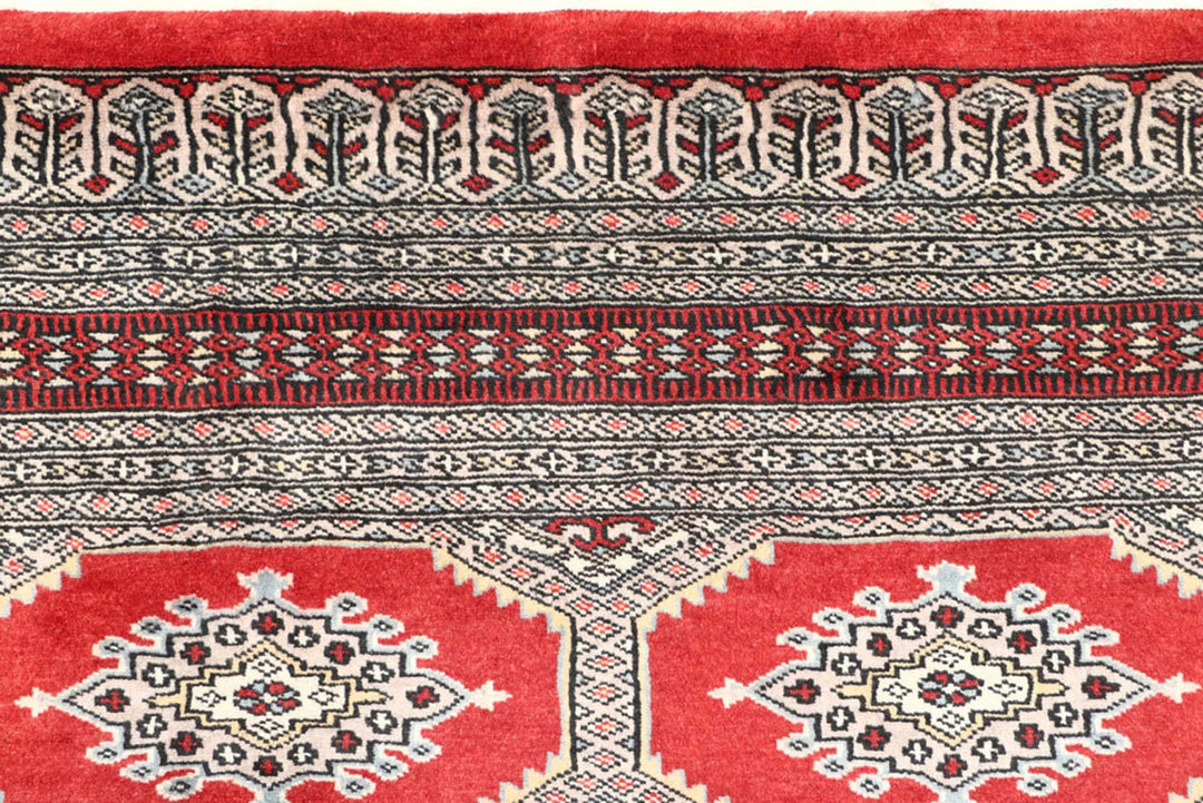 Red Pakistani Jaldar Rug 4' 4" x 6' 6" Hand-Knotted | No. QA87920