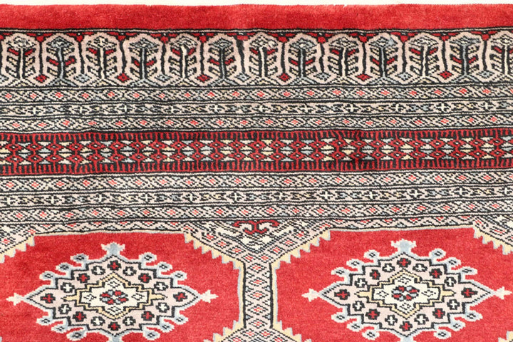 Red Pakistani Jaldar Rug 4' 4" x 6' 6" Hand-Knotted | No. QA87920