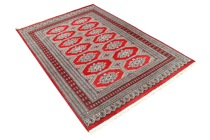 Red Pakistani Jaldar Rug 4' 4" x 6' 6" Hand-Knotted | No. QA87920