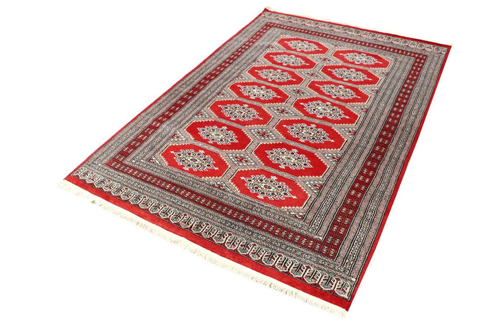 Red Pakistani Jaldar Rug 4' 4" x 6' 6" Hand-Knotted | No. QA87920