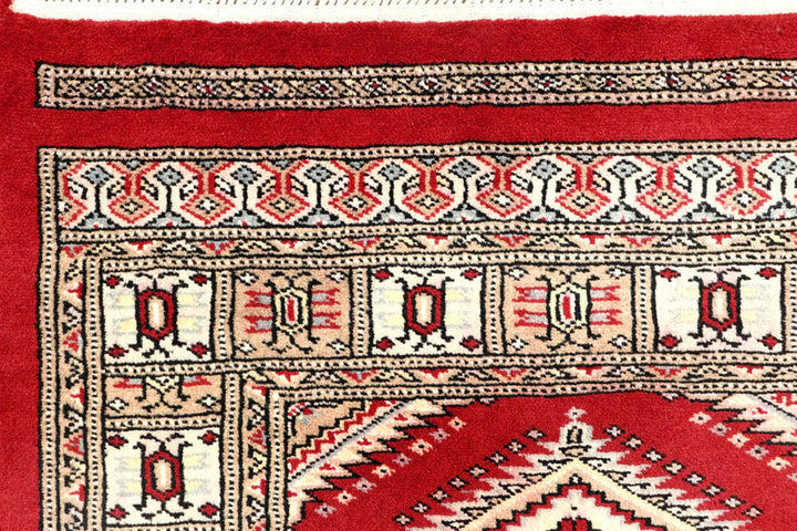 Red Pakistani Jaldar Rug 2' 7" x 9' 11" Hand-Knotted | No. QA88040