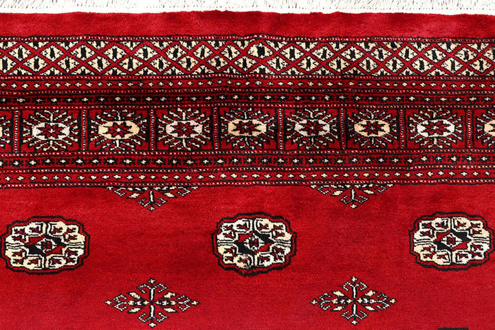 Crimson Pakistani Bokhara Rug 6' 1" x 9' 3" Hand-Knotted | No. QA88043