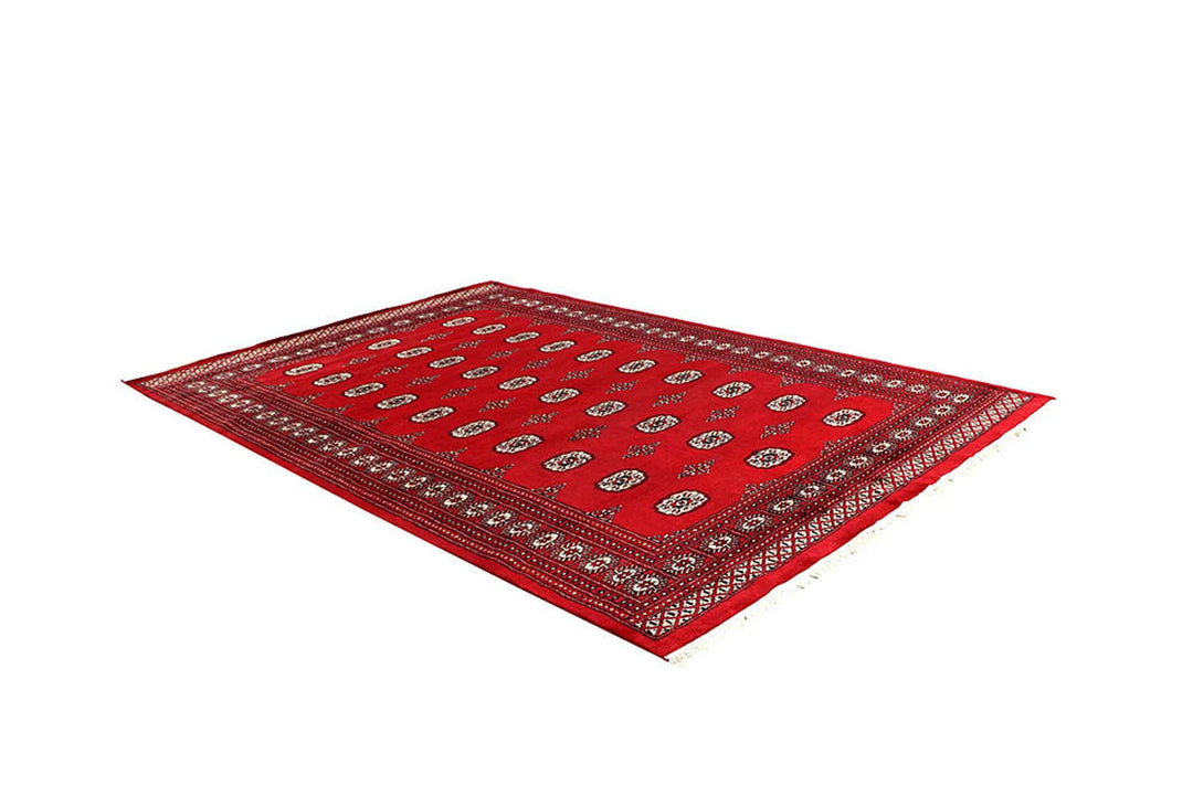 Crimson Pakistani Bokhara Rug 6' 1" x 9' 3" Hand-Knotted | No. QA88043