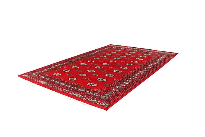 Crimson Pakistani Bokhara Rug 6' 1" x 9' 3" Hand-Knotted | No. QA88043