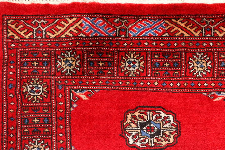 Red Pakistani Bokhara Rug 2' 8" x 9' 4" Hand-Knotted | No. QA88240