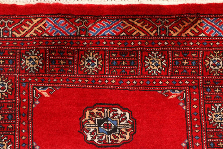 Red Pakistani Bokhara Rug 2' 8" x 9' 4" Hand-Knotted | No. QA88240