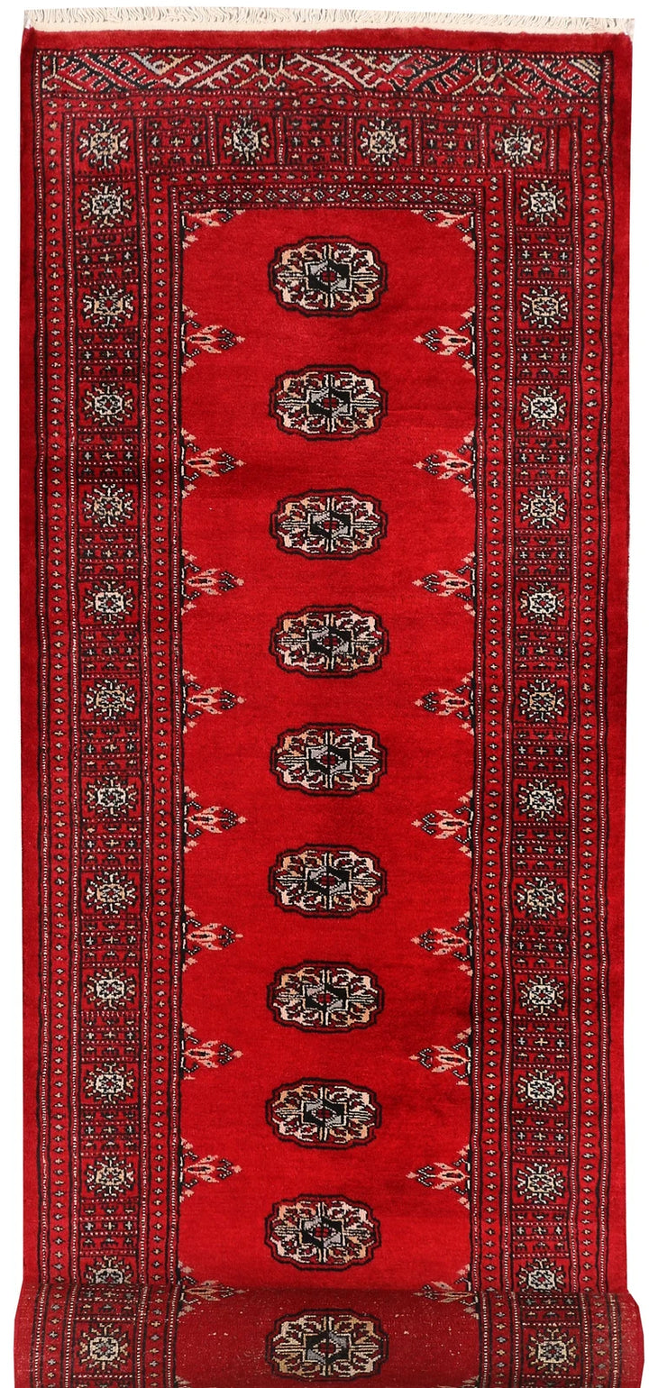 Dark Red Bokhara Rug 2' 8" x 9' 9" Hand-Knotted | No. QA88258