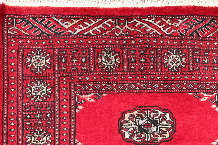 Dark Red Bokhara Rug 2' 8" x 9' 9" Hand-Knotted | No. QA88258