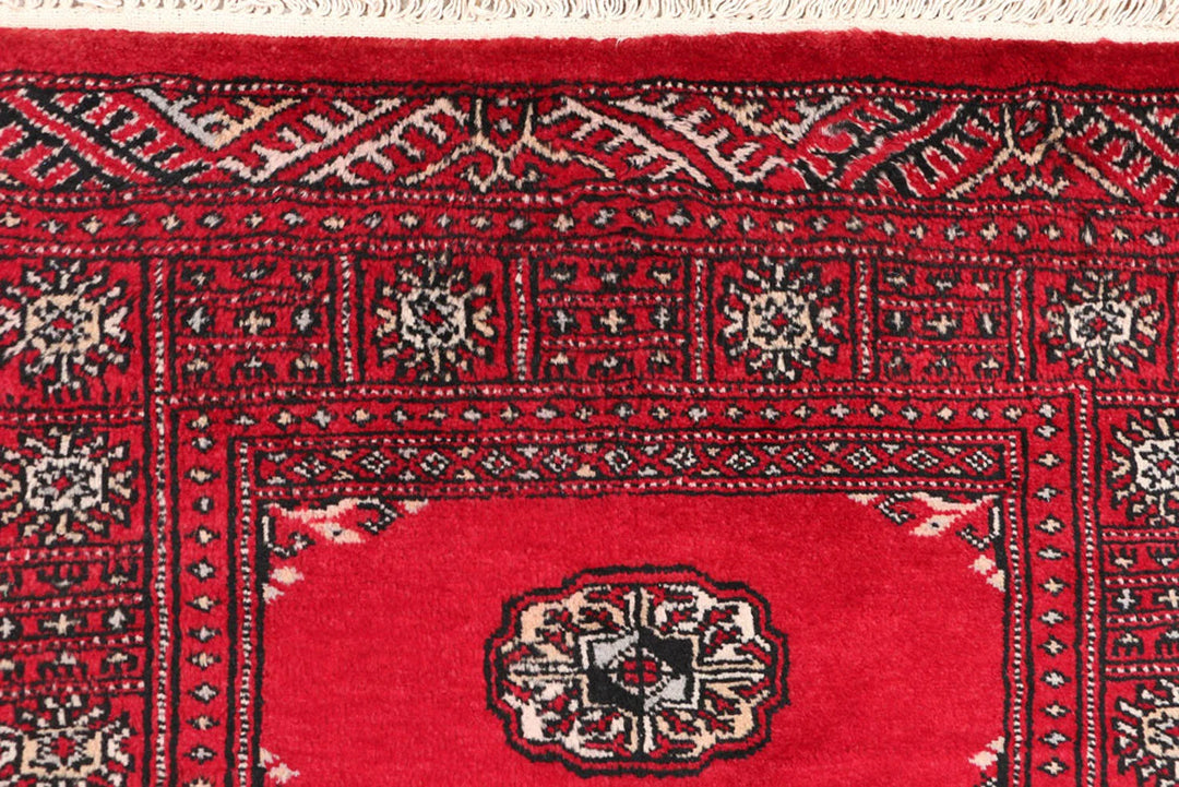 Dark Red Bokhara Rug 2' 8" x 9' 9" Hand-Knotted | No. QA88258