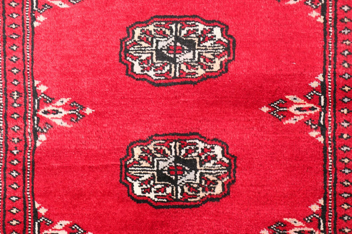 Dark Red Bokhara Rug 2' 8" x 9' 9" Hand-Knotted | No. QA88258