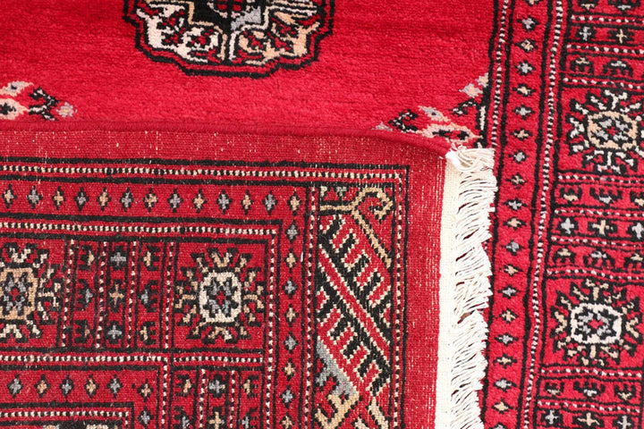Dark Red Bokhara Rug 2' 8" x 9' 9" Hand-Knotted | No. QA88258