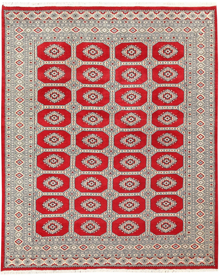 Firebrick Pakistani Jaldar Rug 6' 6" x 7' 9" Hand-Knotted | No. QA88262