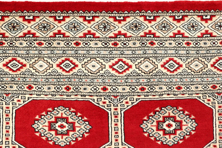 Firebrick Pakistani Jaldar Rug 6' 6" x 7' 9" Hand-Knotted | No. QA88262
