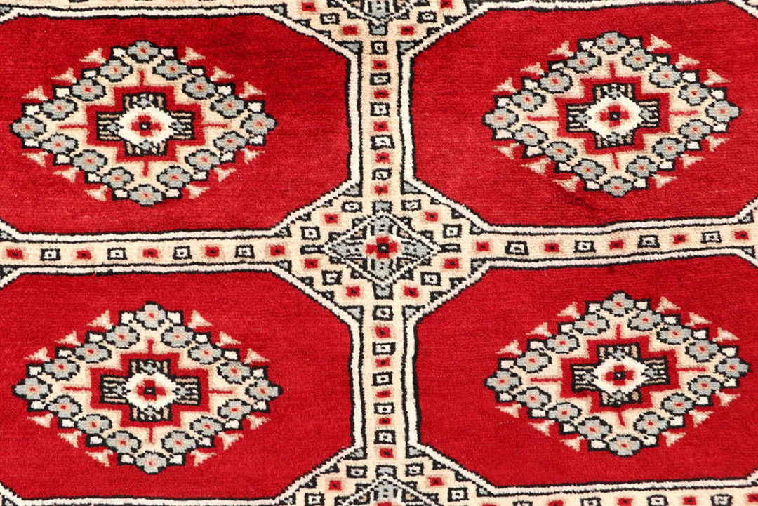 Firebrick Pakistani Jaldar Rug 6' 6" x 7' 9" Hand-Knotted | No. QA88262