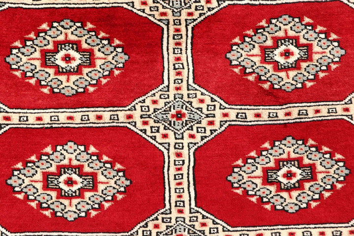 Firebrick Pakistani Jaldar Rug 6' 6" x 7' 9" Hand-Knotted | No. QA88262