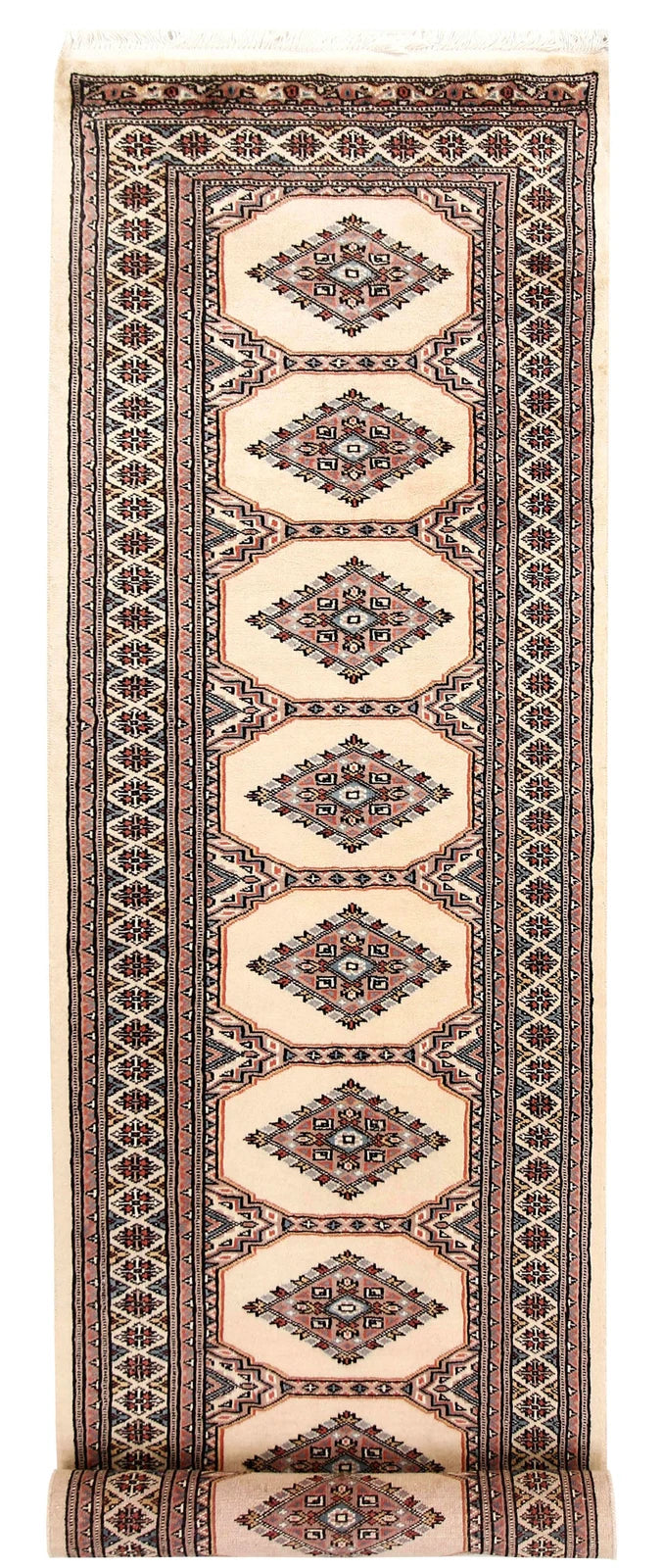 White Pakistani Jaldar Rug 2' 4" x 9' 5" Hand-Knotted | No. QA88361