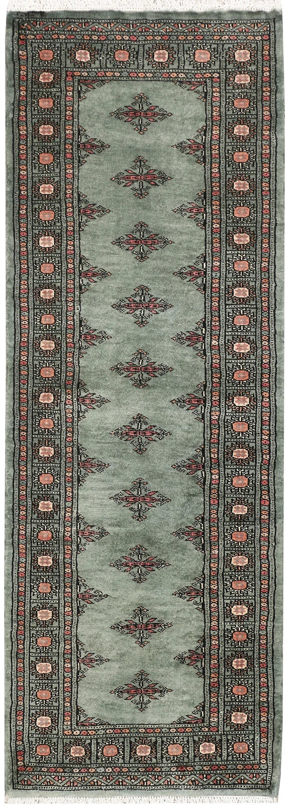 Grey Pakistani Butterfly Rug 2' 2" x 6' Hand-Knotted | No. QA88369