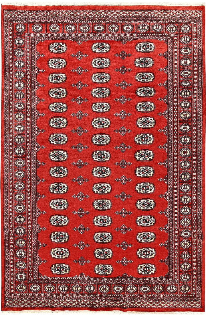 Red Bokhara Rug 6' x 9'" Hand-Knotted | No. QA88519