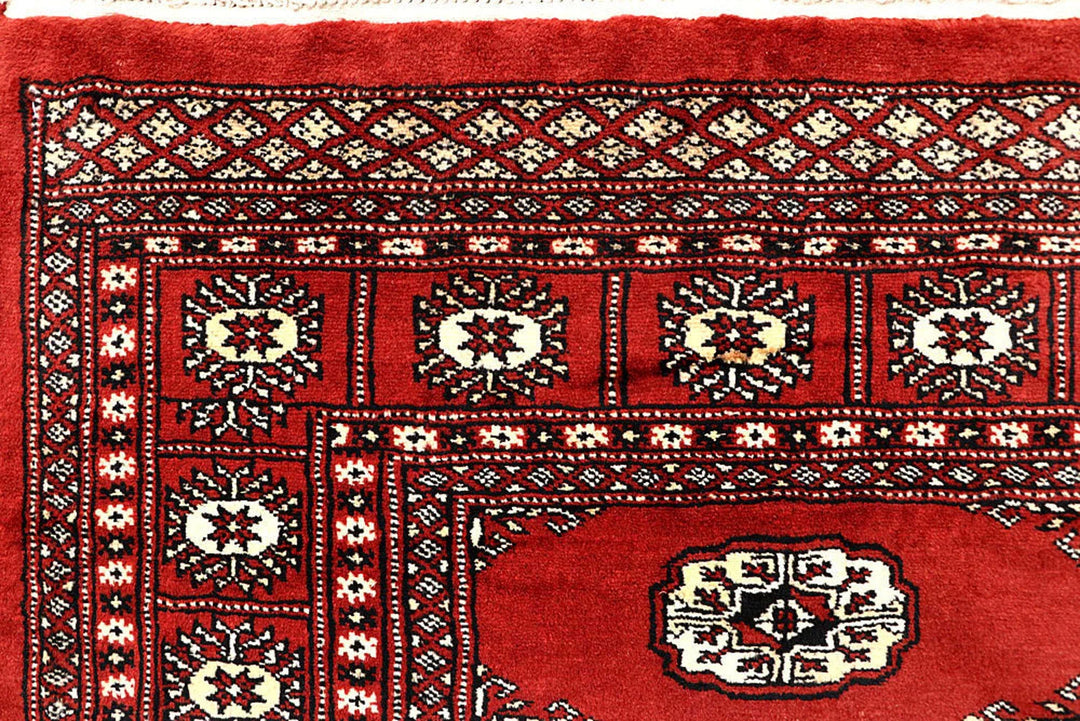 Red Bokhara Rug 6' x 9'" Hand-Knotted | No. QA88519