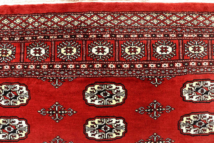 Red Bokhara Rug 6' x 9'" Hand-Knotted | No. QA88519