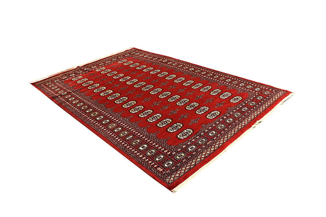 Red Bokhara Rug 6' x 9'" Hand-Knotted | No. QA88519