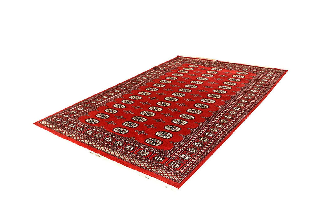 Red Bokhara Rug 6' x 9'" Hand-Knotted | No. QA88519