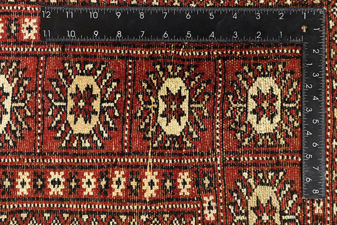 Red Bokhara Rug 6' x 9'" Hand-Knotted | No. QA88519