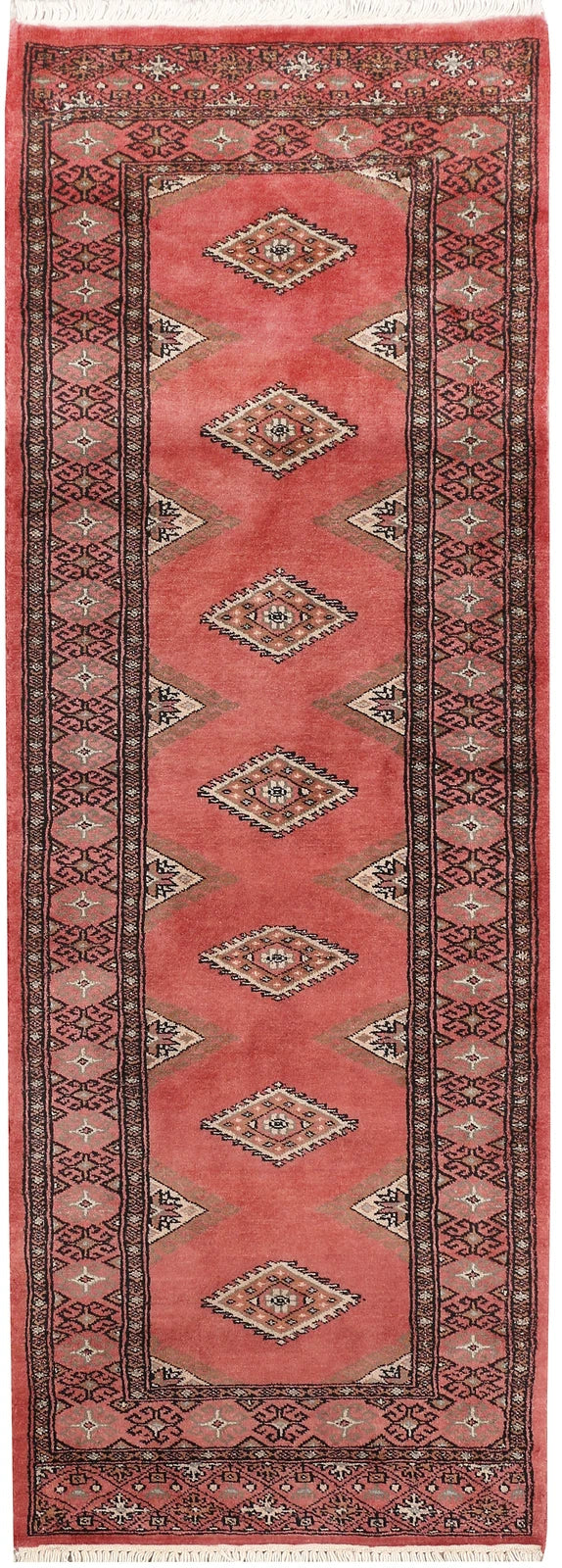 Dark Salmon Pakistani Jaldar Rug 2' x 5'9" Hand-Knotted | No. QA88631