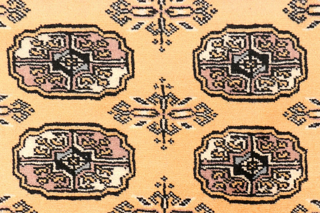Yellow Pakistani Bokhara Rug 2' 7" x 10' 8" Hand-Knotted | No. QA88679