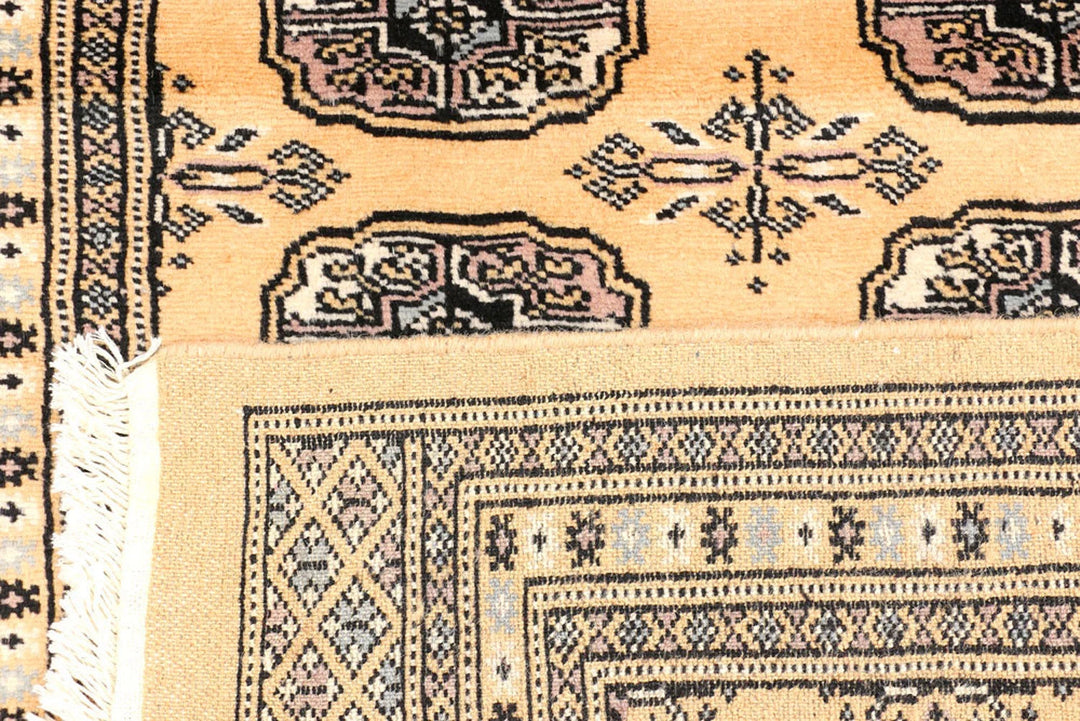 Yellow Pakistani Bokhara Rug 2' 7" x 10' 8" Hand-Knotted | No. QA88679