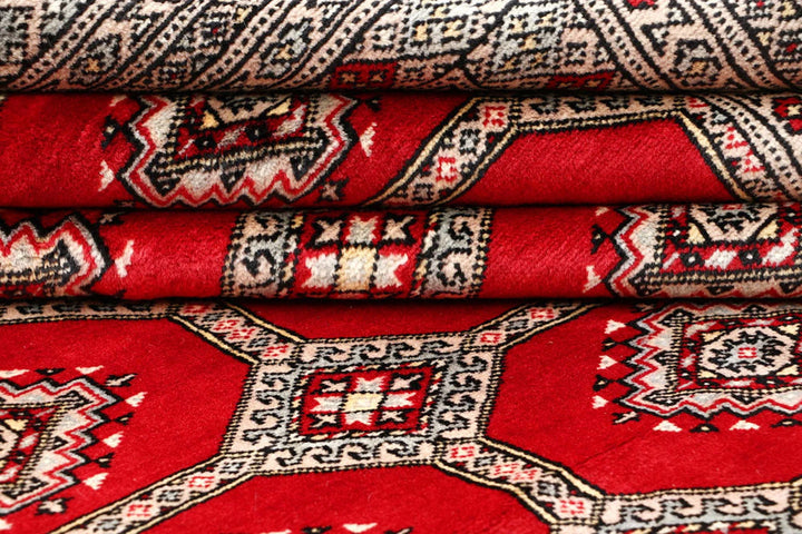 Red Pakistani Jaldar Rug 6' x 8'2" Hand-Knotted | No. QA88718
