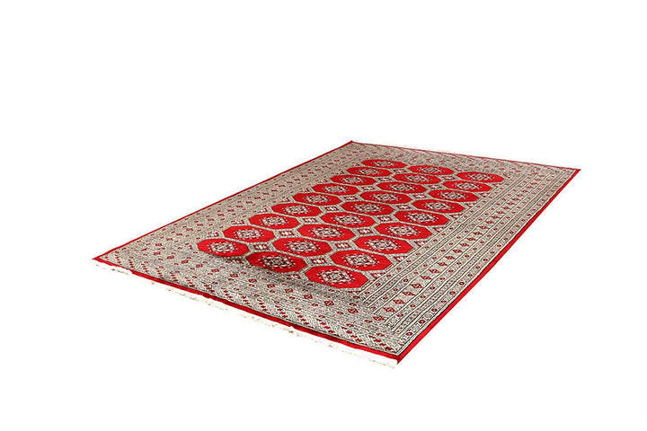 Red Pakistani Jaldar Rug 6' x 8'2" Hand-Knotted | No. QA88718