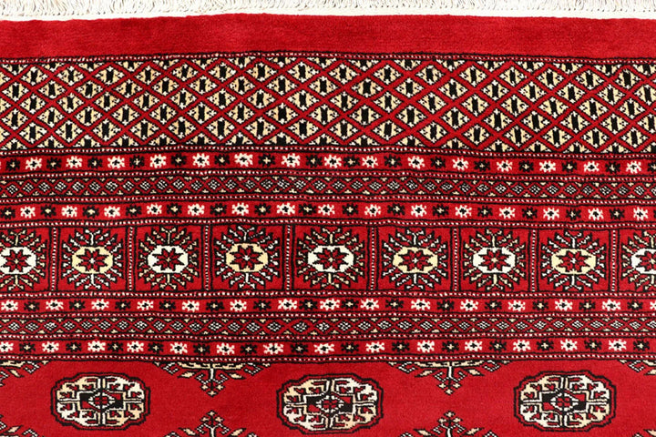 Red Pakistani Bokhara Rug 8' x 10' Hand-Knotted | No. QA88741