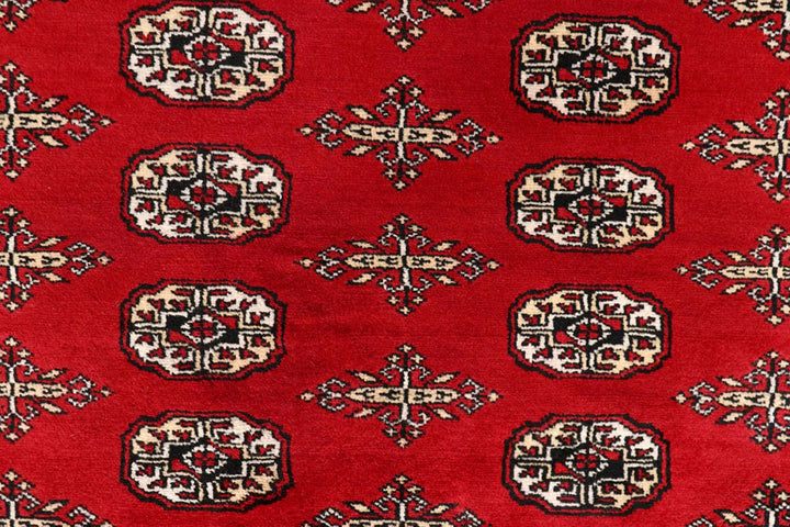 Red Pakistani Bokhara Rug 8' x 10' Hand-Knotted | No. QA88741