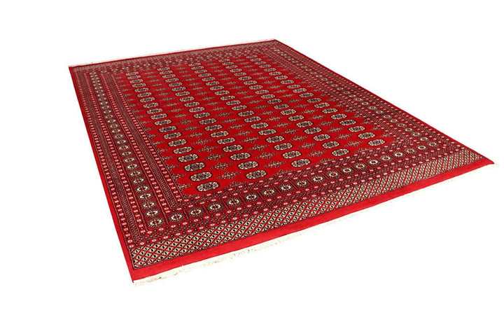 Red Pakistani Bokhara Rug 8' x 10' Hand-Knotted | No. QA88741