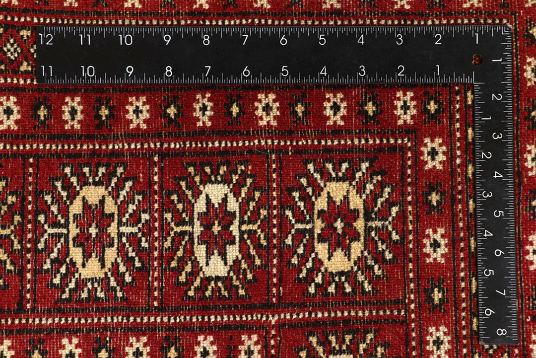 Red Pakistani Bokhara Rug 8' x 10' Hand-Knotted | No. QA88741