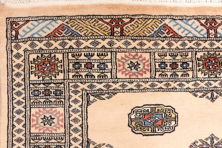 Tan Pakistani Bokhara Rug 4' 2" x 6' 1" Hand-Knotted | No. QA88747