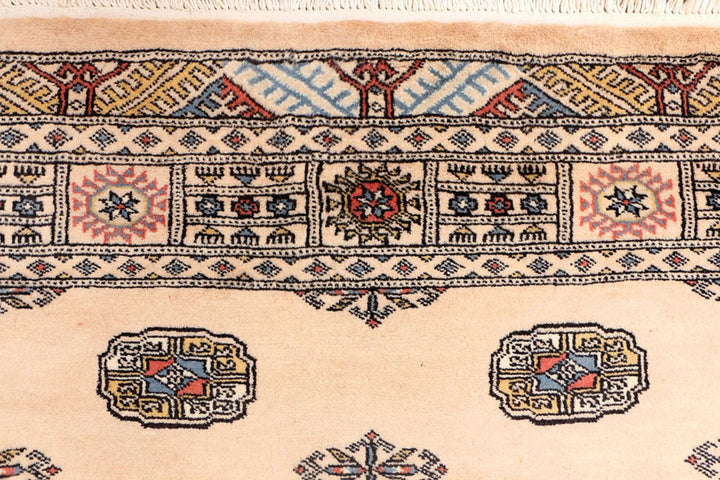 Tan Pakistani Bokhara Rug 4' 2" x 6' 1" Hand-Knotted | No. QA88747