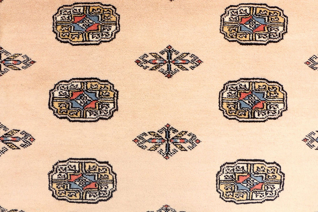 Tan Pakistani Bokhara Rug 4' 2" x 6' 1" Hand-Knotted | No. QA88747