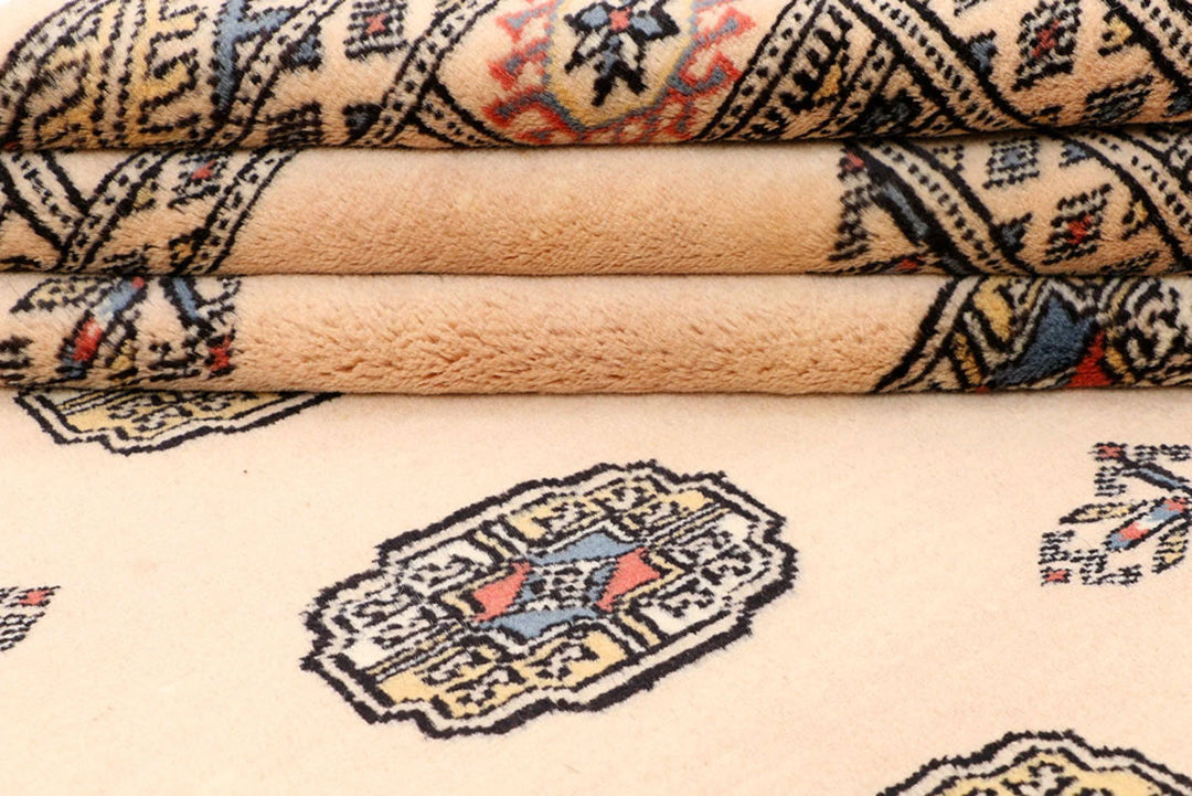 Tan Pakistani Bokhara Rug 4' 2" x 6' 1" Hand-Knotted | No. QA88747
