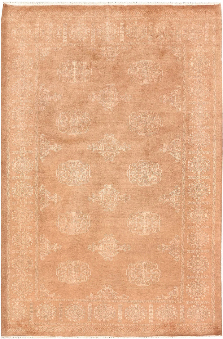 Brown Pakistani Bokhara Rug 4' 3" x 6' 3" Hand-Knotted | No. QA88759