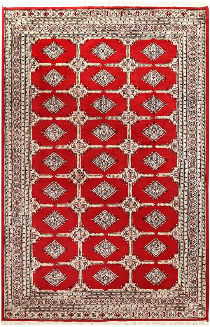 Firebrick Pakistani Jaldar Rug 6' 9" x 10' 4" Hand-Knotted | No. QA88766