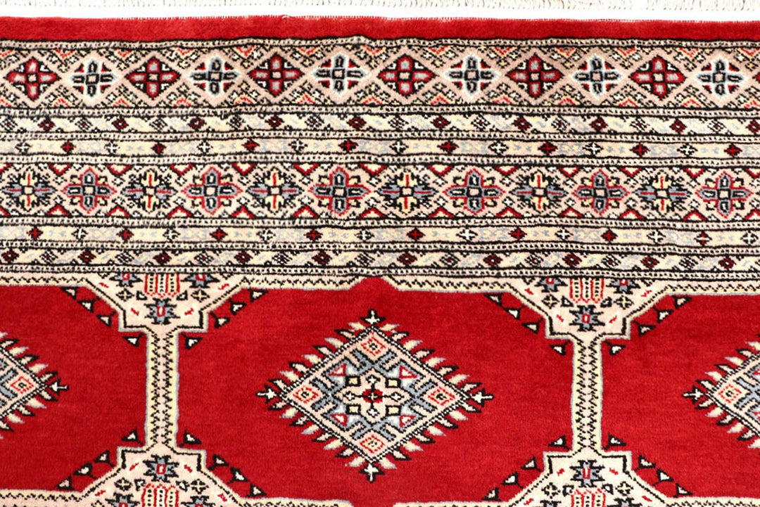 Firebrick Pakistani Jaldar Rug 6' 9" x 10' 4" Hand-Knotted | No. QA88766
