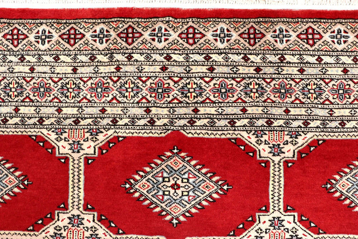 Firebrick Pakistani Jaldar Rug 6' 9" x 10' 4" Hand-Knotted | No. QA88766