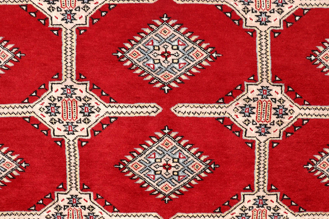 Firebrick Pakistani Jaldar Rug 6' 9" x 10' 4" Hand-Knotted | No. QA88766