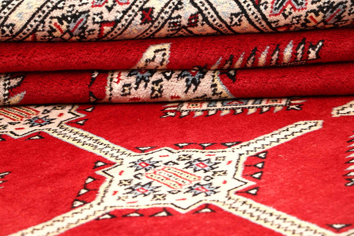 Firebrick Pakistani Jaldar Rug 6' 9" x 10' 4" Hand-Knotted | No. QA88766