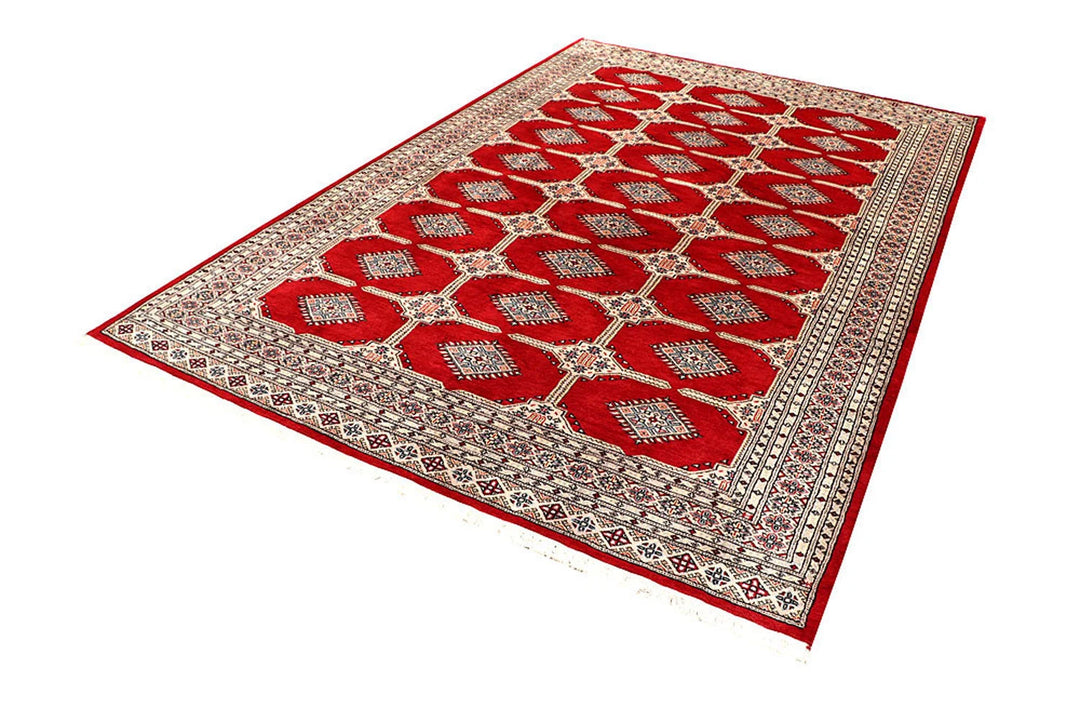 Firebrick Pakistani Jaldar Rug 6' 9" x 10' 4" Hand-Knotted | No. QA88766