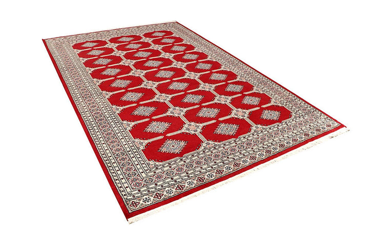 Firebrick Pakistani Jaldar Rug 6' 9" x 10' 4" Hand-Knotted | No. QA88766