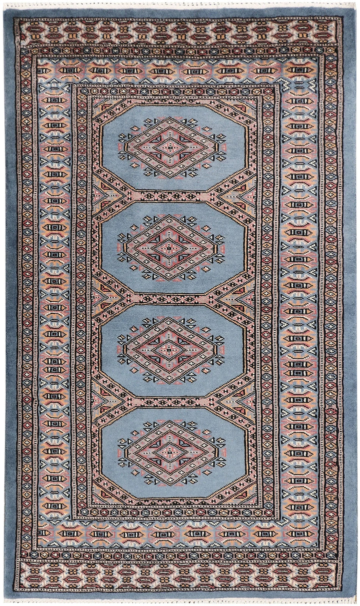 Slate Grey Pakistani Jaldar Rug 2' 8" x 4' 6" Hand-Knotted | No. QA88872