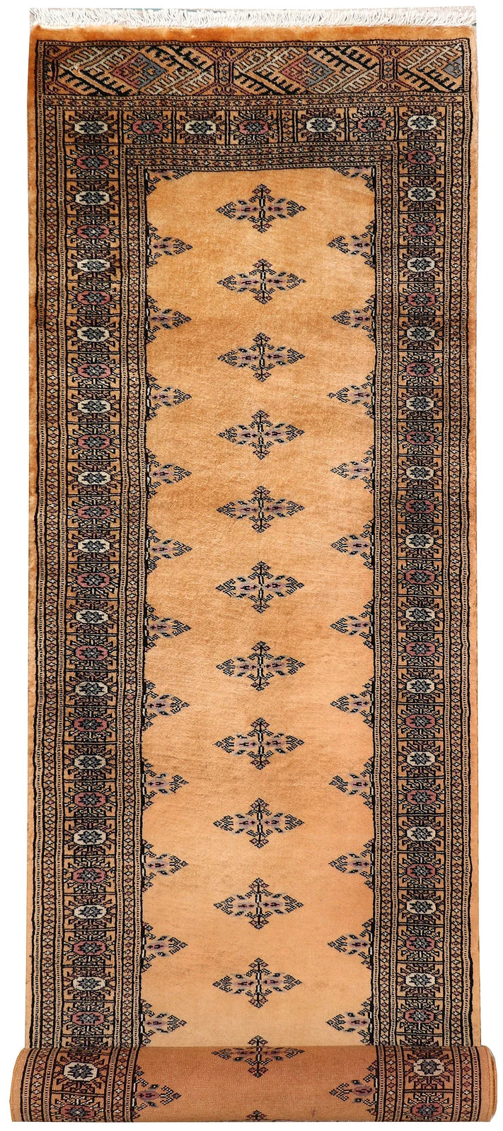 Sandy Brown Pakistani Butterfly Rug 2' 7" x 8' 8" Hand-Knotted | No. QA88906
